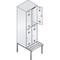 Double garment locker mounted on bench seat, H2090 x D500 mm